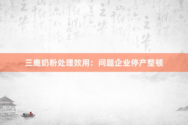 三鹿奶粉处理效用：问题企业停产整顿